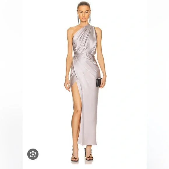the sei asymmetric draped dress The Sei Draped Strapless Gown In Verdant